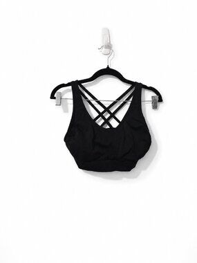 AK Black Strappy Crisscross Back Sports Bra Plus Size 3XL